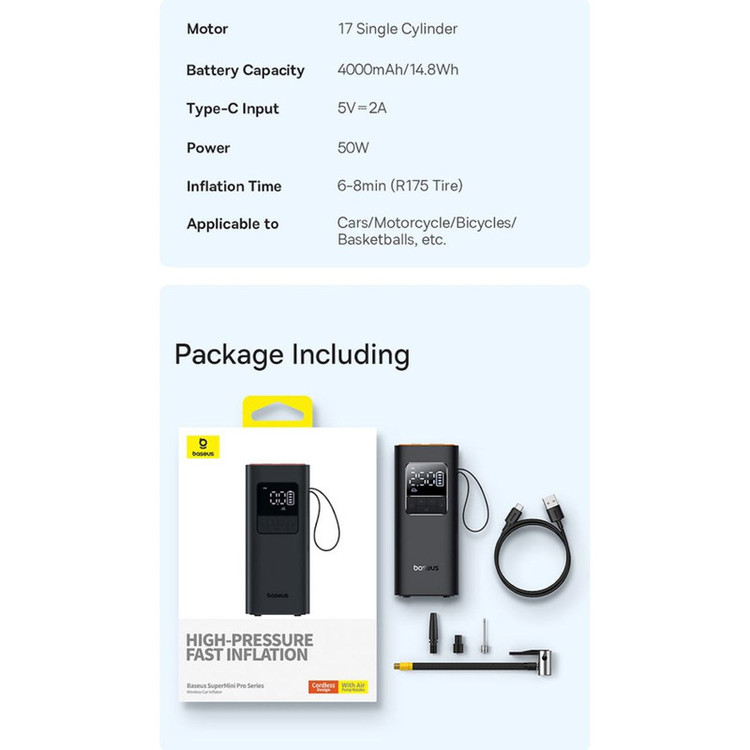 کمپرسور باد شارژی بیسوس مدل SuperMini Pro