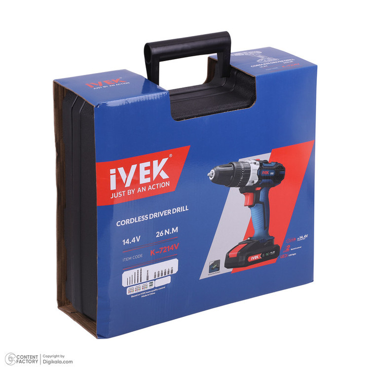 دریل پیچگوشتی شارژی لیتیوم ایوک مدل K-7214v