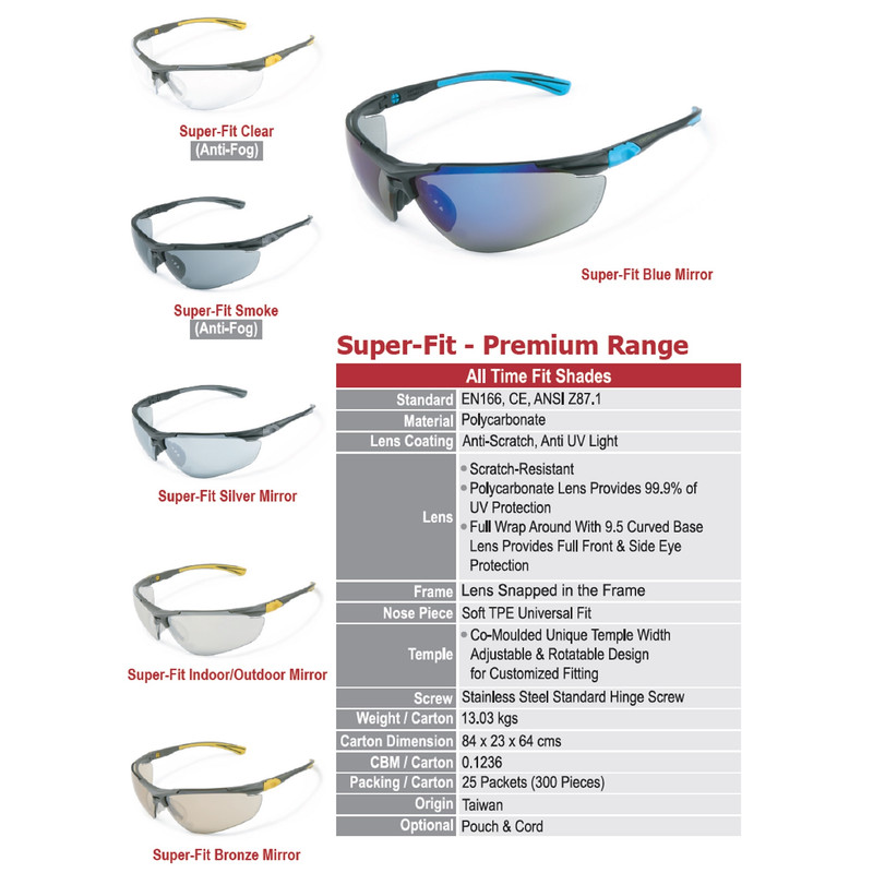 عینک ایمنی مدل مهندسی اسپرت SUPER FIT