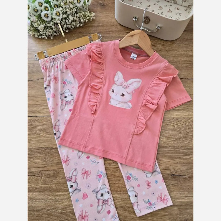 ست تیشرت و شلوار راحتی دخترانه پنبهای مناسب 3 تا 11 سال