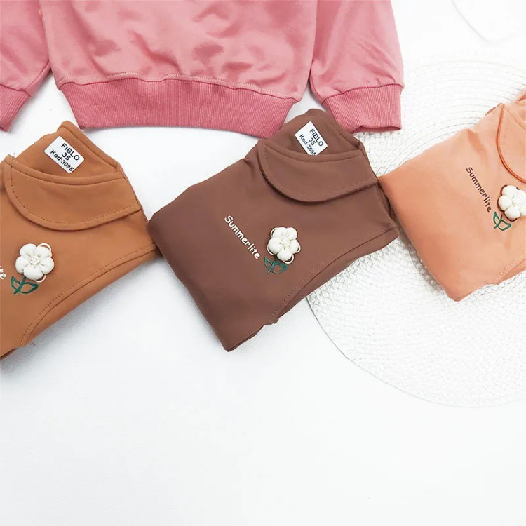 بلوز دخترانه یقه ب ب پنبه ای طرح گل سینه پاییزه و زمستانه