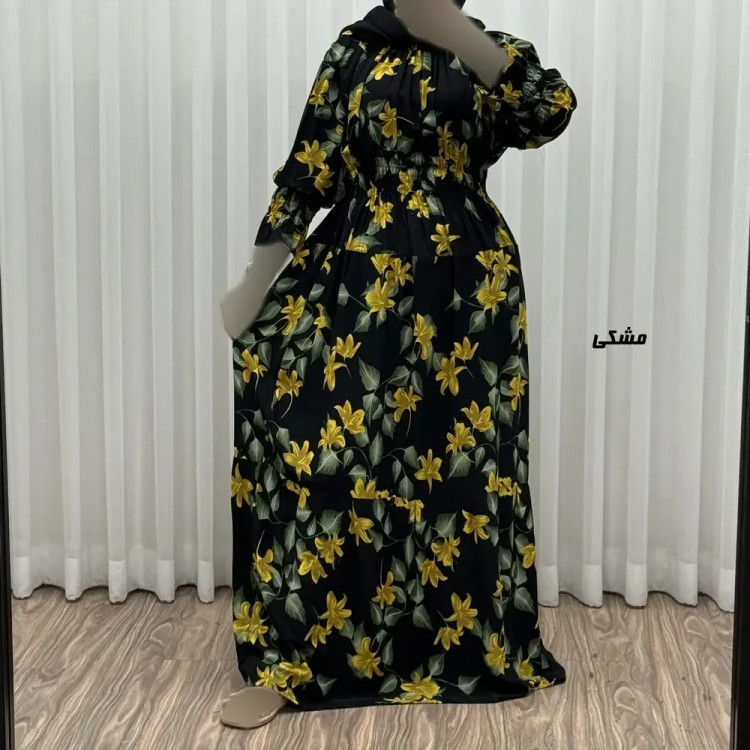 پیراهن ساحلی نخی زنانه و دخترانه مدل پامچال فری سایز مناسب تا سایز 50