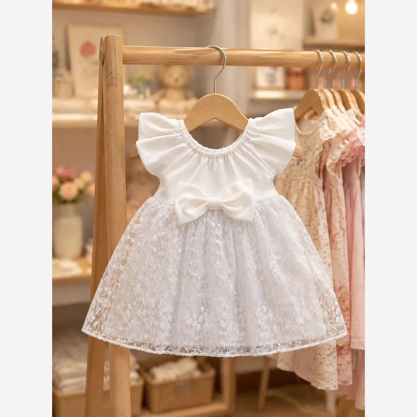 پیراهن دخترانه مجلسی تابستانی وارداتی مناسب 6 ماه تا 5 سال