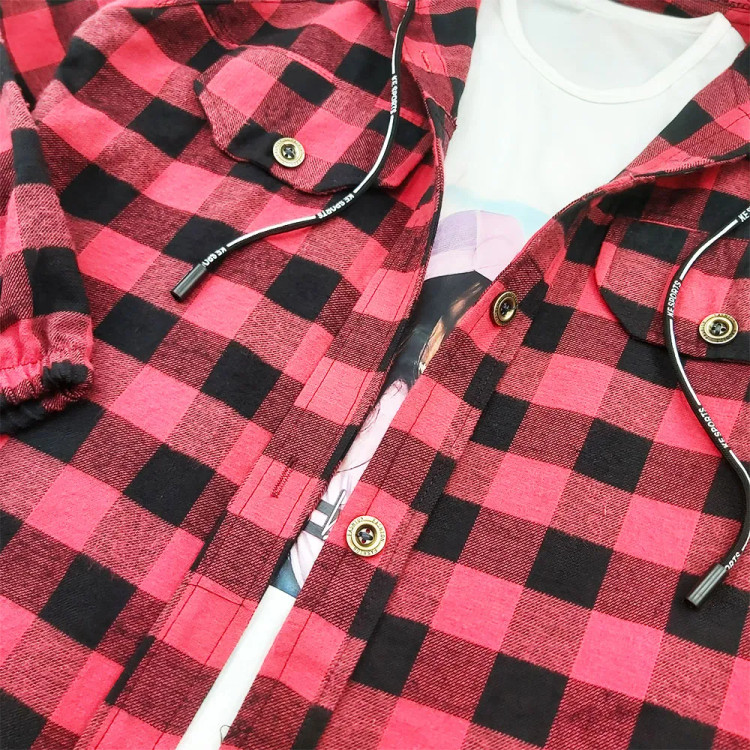 مانتو کشمیر دخترانه کلاهدار به همراه تاپ چاپی مدل 6636