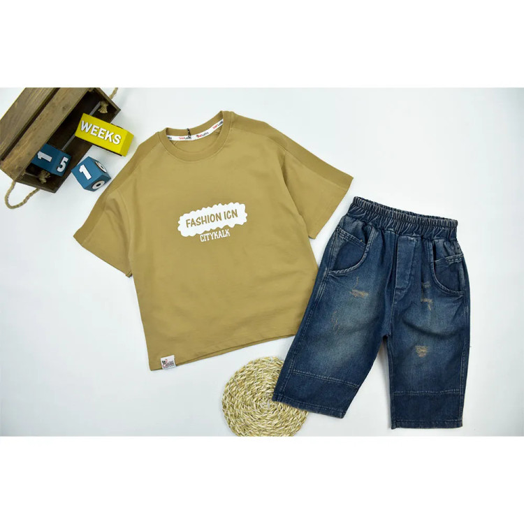 ست تیشرت و شلوارک پسرانه طرح FASHION ICN کد 11362