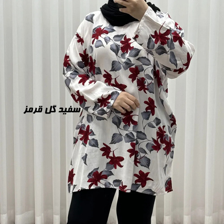 تونیک نخی زنانه طرحدار فری سایز مناسب تا سایز 52