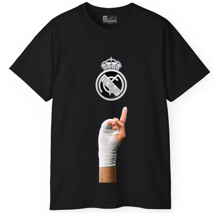 تیشرت آستین کوتاه مردانه پاد آفرین مدل کریم بنزما رئال مادرید کد457 طرح چاپ