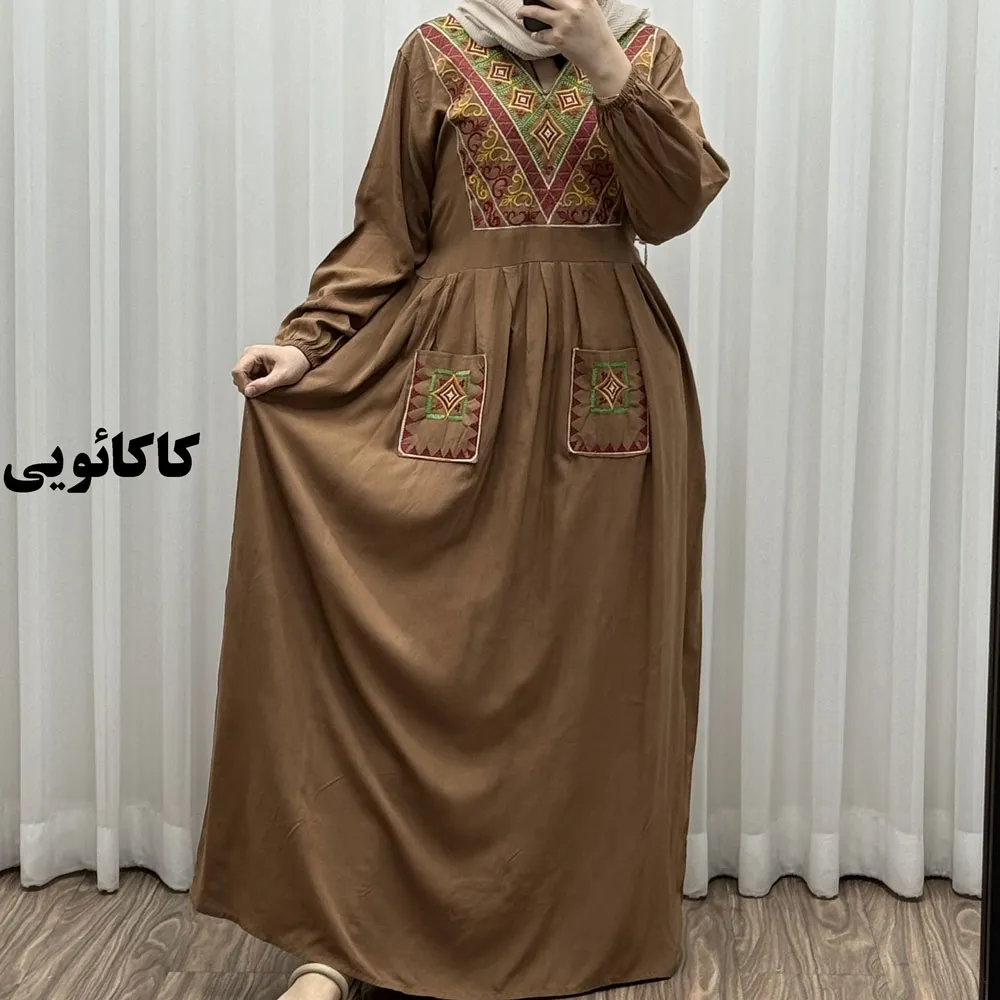 پیراهن ساحلی نخی گلدوزی شده مدل شارلوت فری سایز مناسب تا 46
