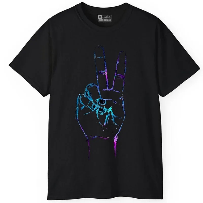 تی شرت آستین کوتاه مردانه پاد آفرین مدل انگشت کد 81 طرح چاپ مقاوم جنس نخ و پلی استر