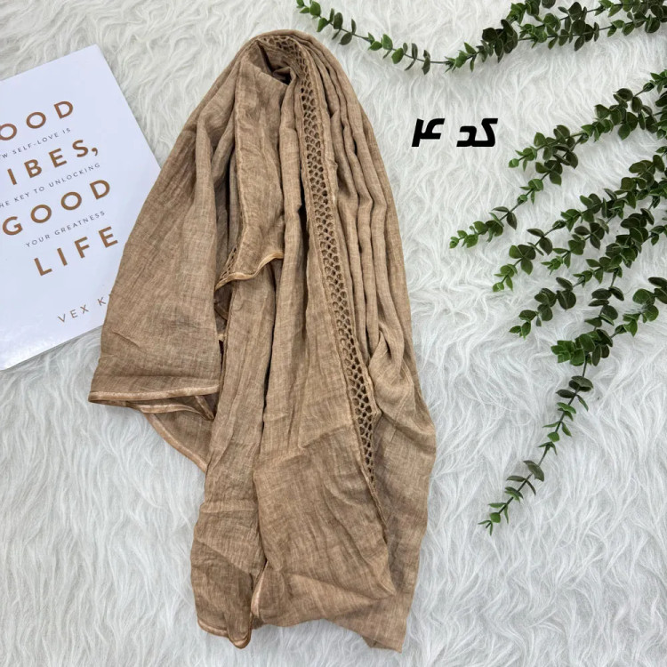 شال نخی پنبه ای دستک دانتل قواره بزرگ مدل 1806