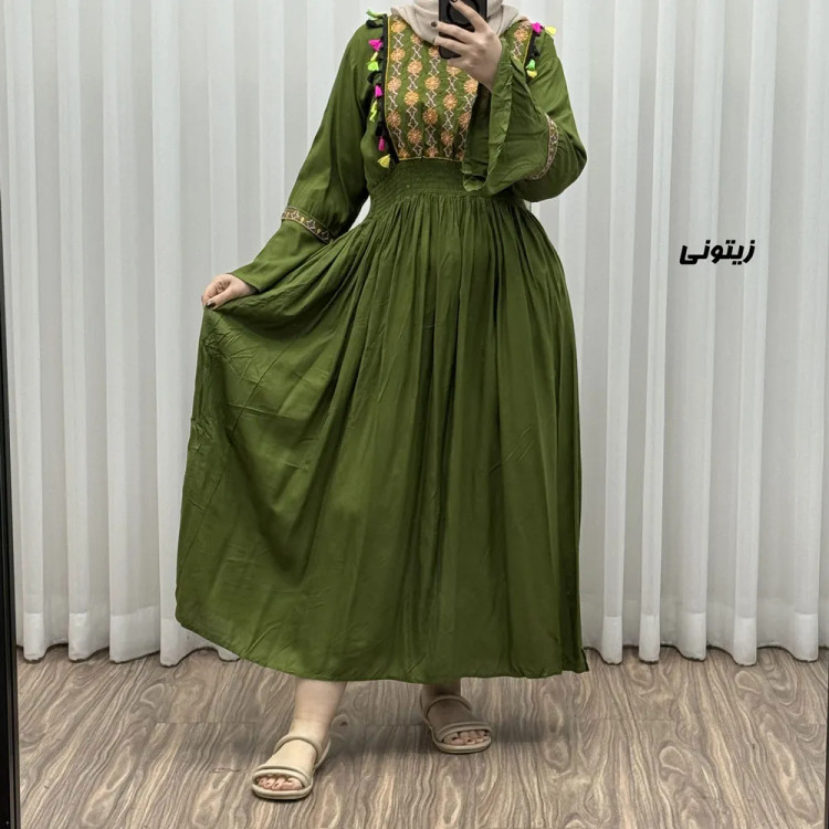 پیراهن نخی گلدوزی زنانه و دخترانه مدل جانان فری سایز مناسب تا 48