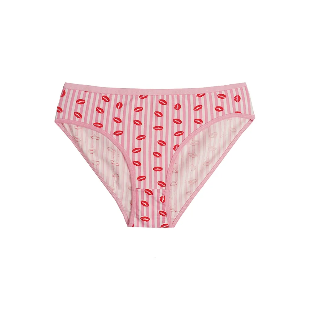 شورت اسلیپ زنانه نخی طرح راه راه لب برند لمون