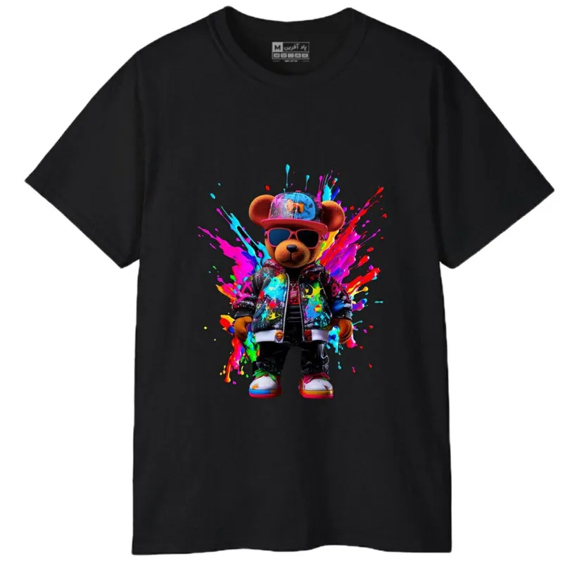 تیشرت آستین کوتاه مردانه پاد آفرین مدل خرس کارتونی کد 1796 جنس نخ و پلی استر