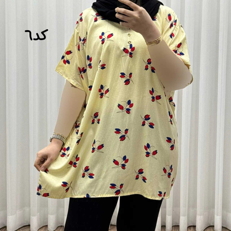 تیشرت نخی فری سایز زنانه مصی کد 1394 تن خور راحت چهارفصل