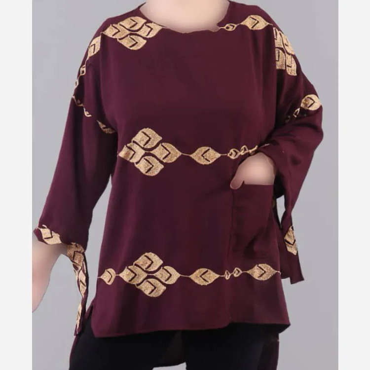 شومیز خامه دوزی زنانه جنس ابر و باد فری سایز مناسب تا سایز 50