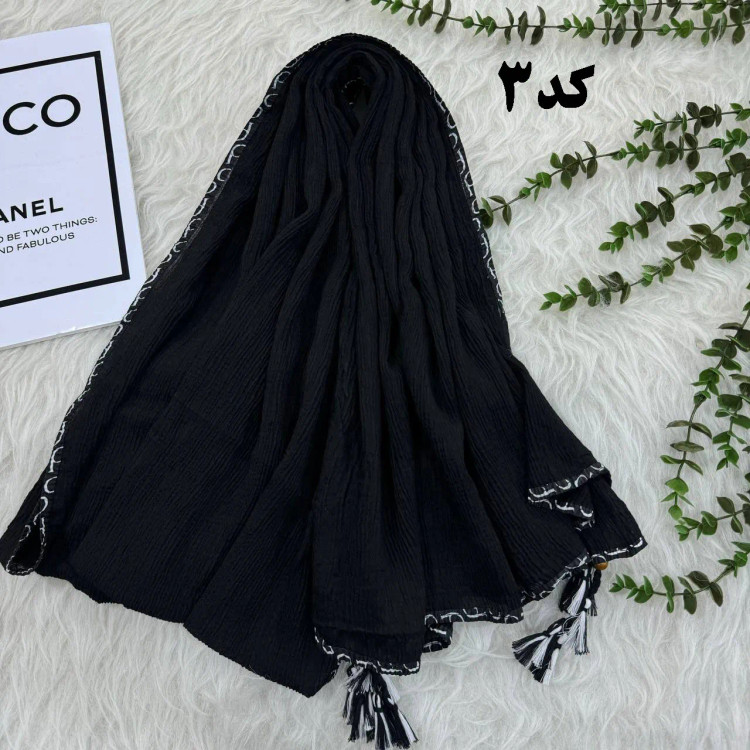 شال نخی بلک چری دور گان دوزی گد 949 قواره 220*80 سانت بدون آبرفت و چروک