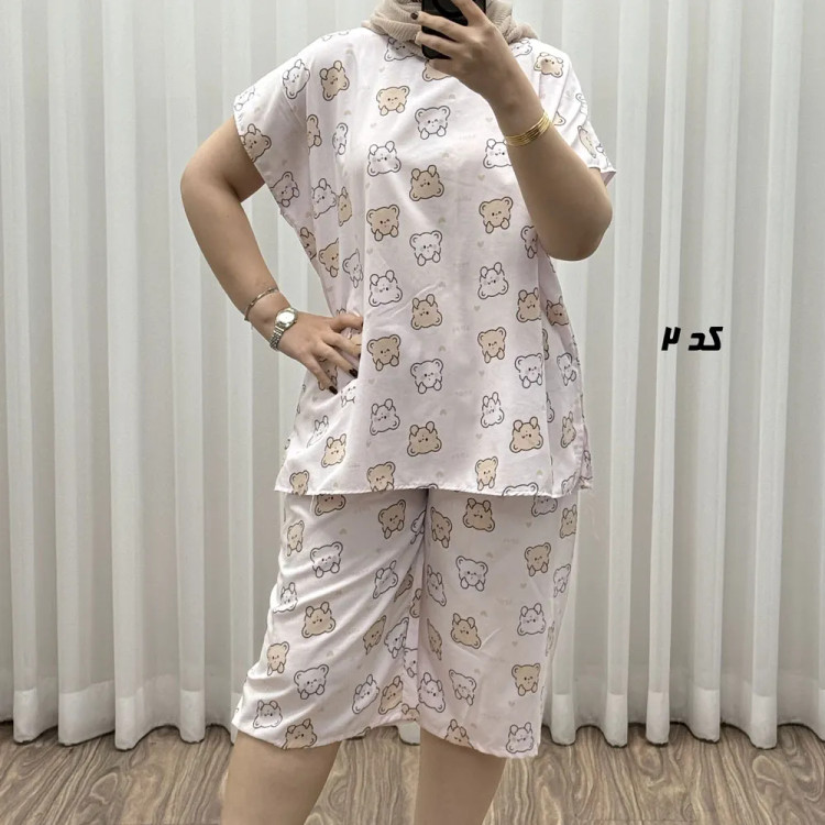 ست تاپ و شلوارک راحتی زنانه نخی مدل ملیح فری سایز مناسب تا سایز 50
