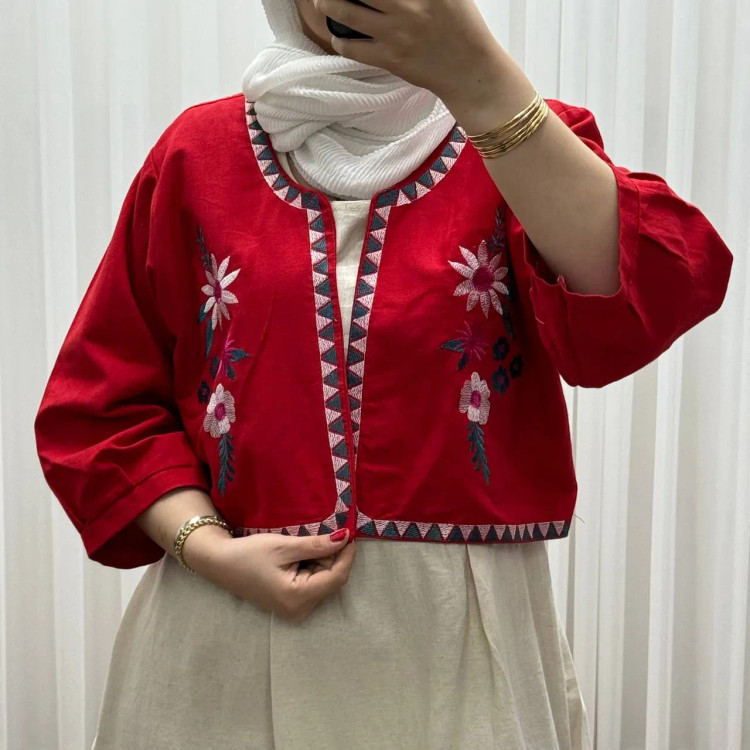 کت سارافون لینن مدل یولیا فری سایز زنانه مناسب تا سایز 48 چهارفصل شیک و راحت