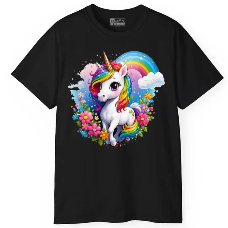 تیشرت آستین کوتاه مردانه پاد آفرین مدل اسب تک شاخ کد 1734 طرح چاپ مقاوم