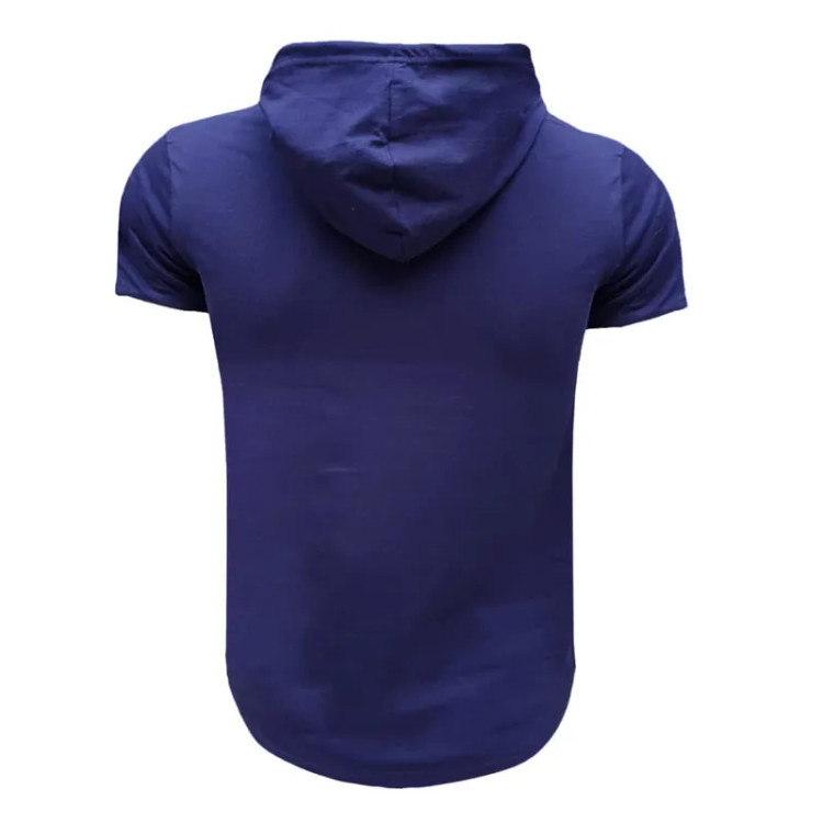 تیشرت کلاه دار آستین کوتاه مردانه طرح BMW سورمه ای نخی اعلا سایز L XL 2XL