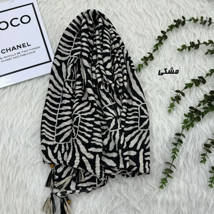 شال نخی طرحدار قواره بزرگ ابعاد 204 در 76 سانتیمتر بدون چروک و سر خوردن