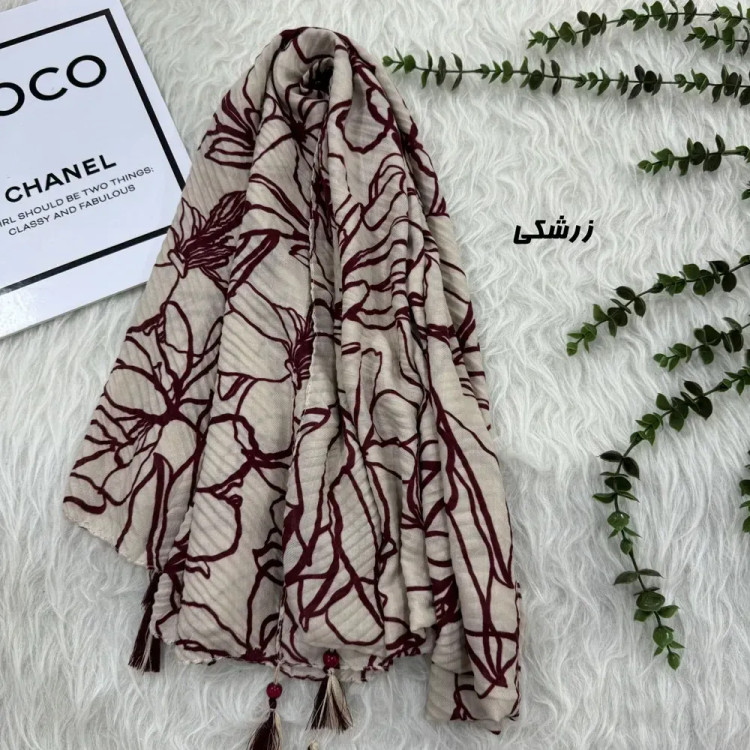 شال نخی طرحدار قواره بزرگ بدون سر خوردن و چروک ابعاد 204 در 76 سانتیمتر