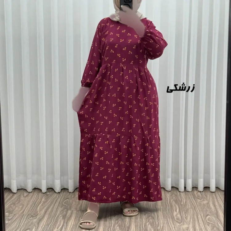 پیراهن ساحلی نخی گلدار زنانه و دخترانه فری سایز مناسب تا 44 با کمربند