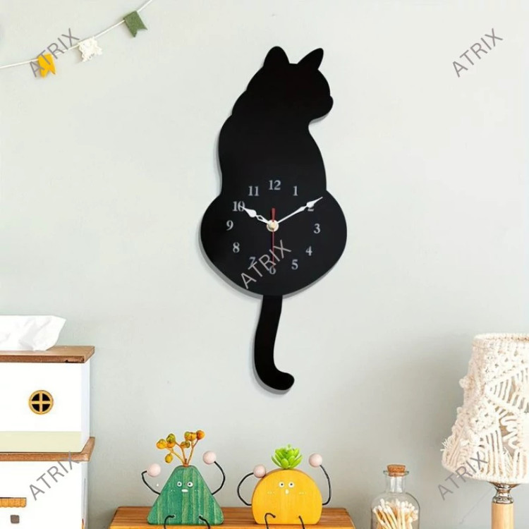 ساعت دیواری کودک آتریکس مدل black cat کدB203