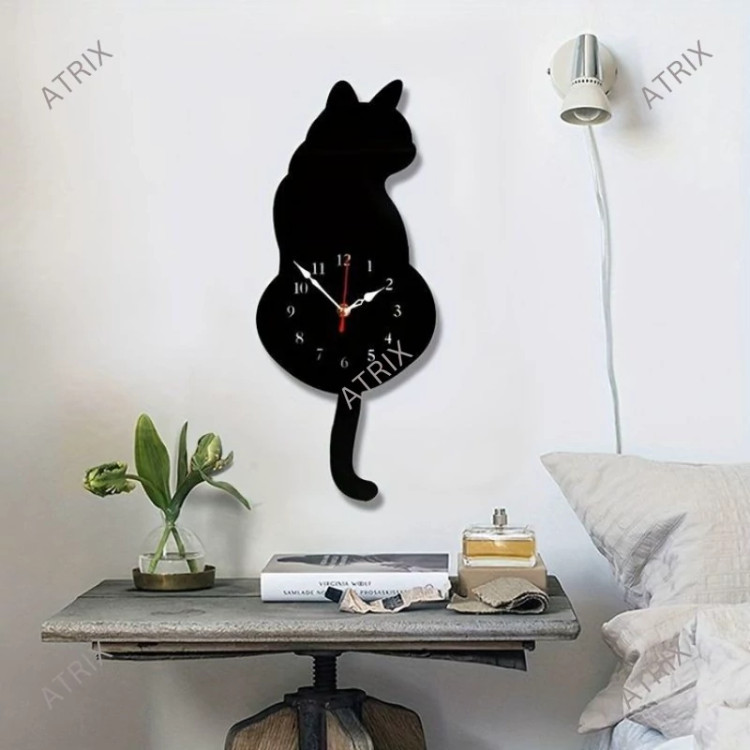 ساعت دیواری کودک آتریکس مدل black cat کدB203