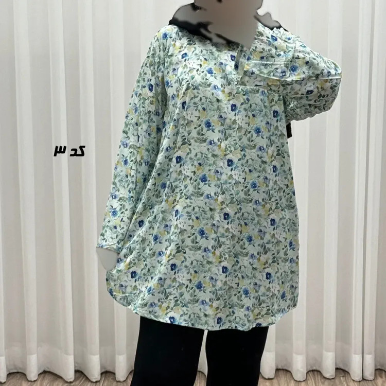 تونیک نخی زنانه مدل هاوایی سایز بزرگ فری سایز تا 50 دکمه دار