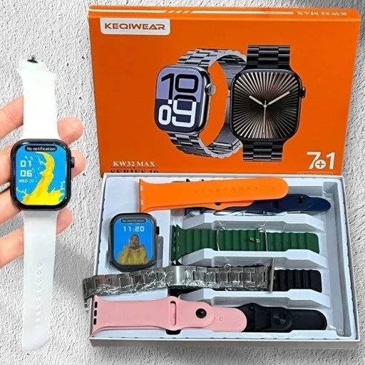 ساعت هوشمند7بند KW32 MAX بند فلزی امولد سری ده 2026 کیفیت( فروش به قیمت عمده)