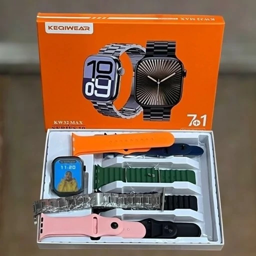 ساعت هوشمند7بند KW32 MAX بند فلزی امولد سری ده 2026 کیفیت( فروش به قیمت عمده)