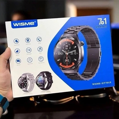 ساعت هوشمند گرد WISME-X37 MAX هفت بند با بند فلزی ورژن 2025 تمام صحفه اورجینال بالاترین کیفیت بازار