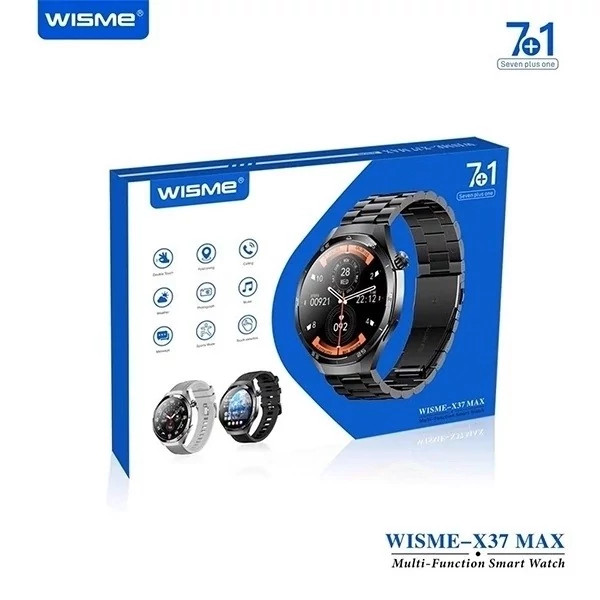 ساعت هوشمند گرد WISME-X37 MAX هفت بند با بند فلزی ورژن 2025 تمام صحفه اورجینال بالاترین کیفیت بازار