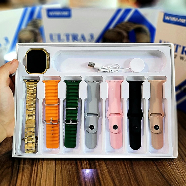 ساعت هوشمند X53 ULTRA 3 گلد فلزی هفت بند تمام صحفه بالاترین کیفیت بازار تمامی قابلیت ها