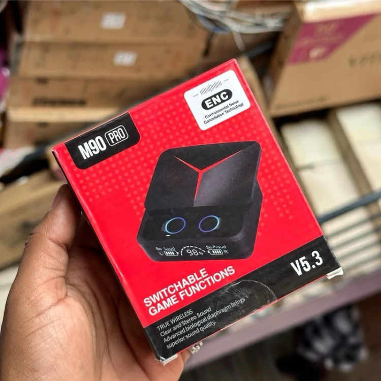ایرپاد M90PRO نویز کنسلینگ مکالمه گیمینگ ضدآب اورجینال 2025 پاوربانک دار کیفیت درجه یک بلوتوث نسخه 5/3 صحفه نمایش دار