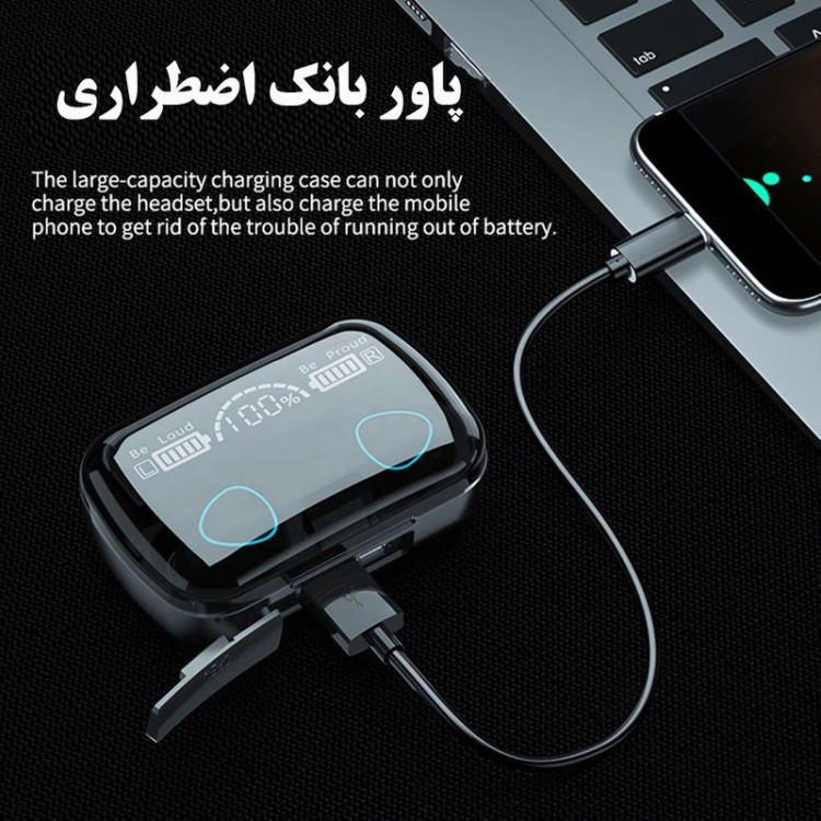 ایرپاد M10 اورجینال شارژ بالا لمسی ورژن 5/3 میکروفن عالی گیمینگ ضد آب پاوربانک دار کیفیت درجه یک