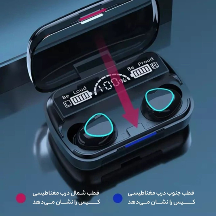 ایرپاد M10 اورجینال شارژ بالا لمسی ورژن 5/3 میکروفن عالی گیمینگ ضد آب پاوربانک دار کیفیت درجه یک
