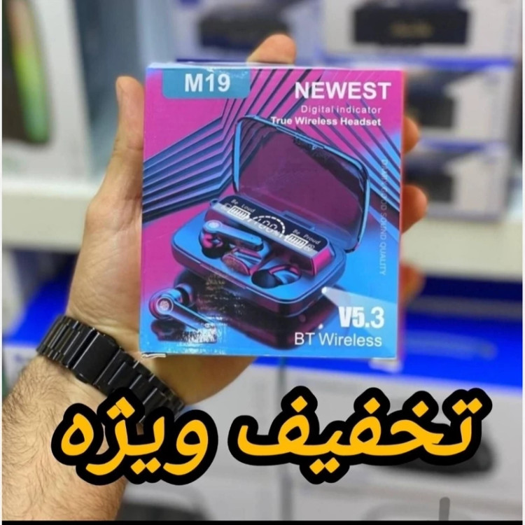 ایرپاد m19 گیمینگ ضد اب اورجینال 2025 پاوربانک دار کیفیت درجه یک بلوتوث نسخه 5/3 صحفه نمایش دار