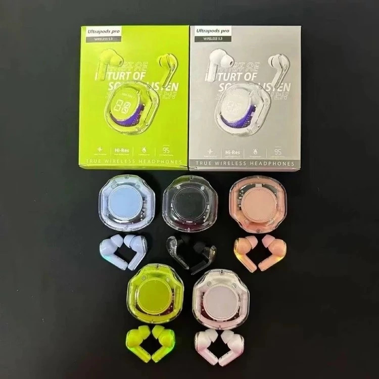 ایرپاد شیشه ای UILTRAPODS PRO نویز کنسلینگ دار ضد اب گیمینگ لمسی نمایشگر شارژ بلوتوث 5/3 ورژن 2026