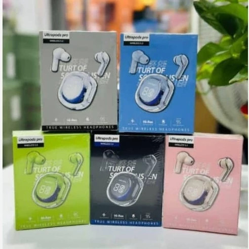 ایرپاد شیشه ای UILTRAPODS PRO نویز کنسلینگ دار ضد اب گیمینگ لمسی نمایشگر شارژ بلوتوث 5/3 ورژن 2026