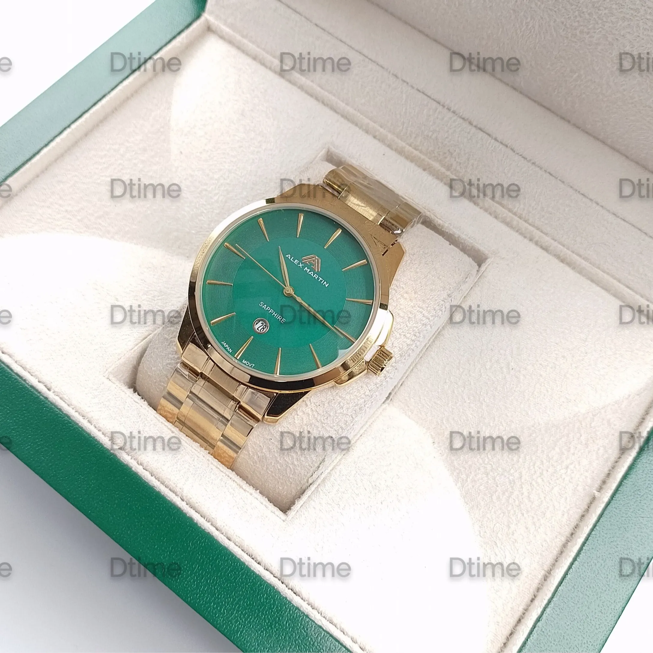 ساعت الکس مارتین طلایی صفحه سبز رفرانس 7115 تک مردانه