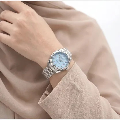 ساعت رولکس دیت جاست استیل صفحه آبی زنانه