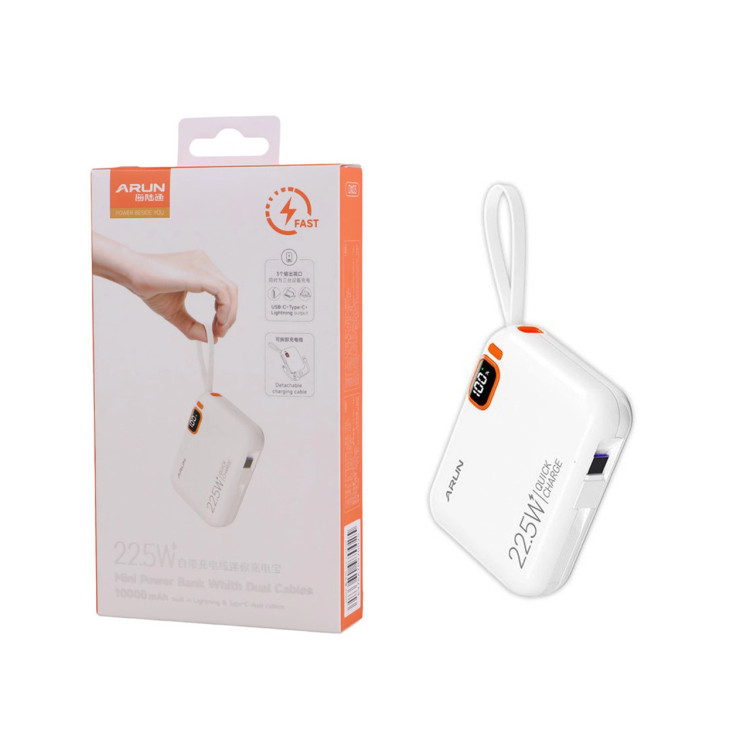 پاوربانک فست شارژ Arun 10000mAh مدل DX03 22.5W - سفید (گارانتی IPM)
