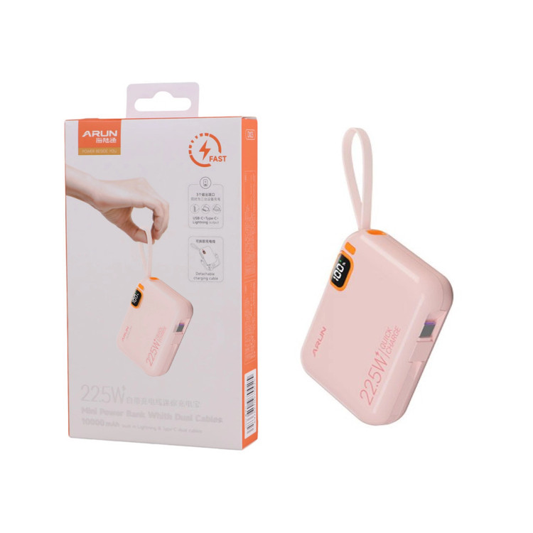 پاوربانک فست شارژ Arun 10000mAh مدل DX03 22.5W - صورتی (گارانتی IPM)