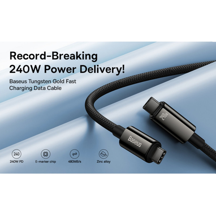 کابل تبدیل USB-C باسئوس مدل (TUNGSTEN (240W طول 1 متر