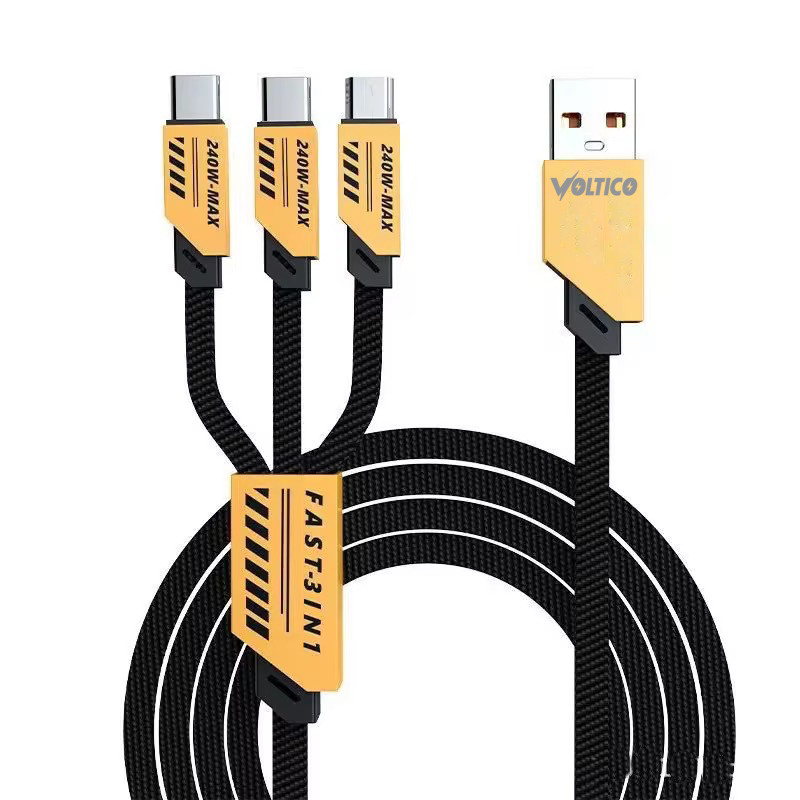 کابل تبدیل USB به micro USB / USB-C / لایتنینگ ولتیکو مدل ALLINONESUPERFAST240W طول 1/2 متر