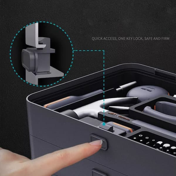 پیچ گوشتی شارژی ۱۲ ولت جیمی هوم مدل JIMIBOX X4-ABCD مجموعه 61 عددی