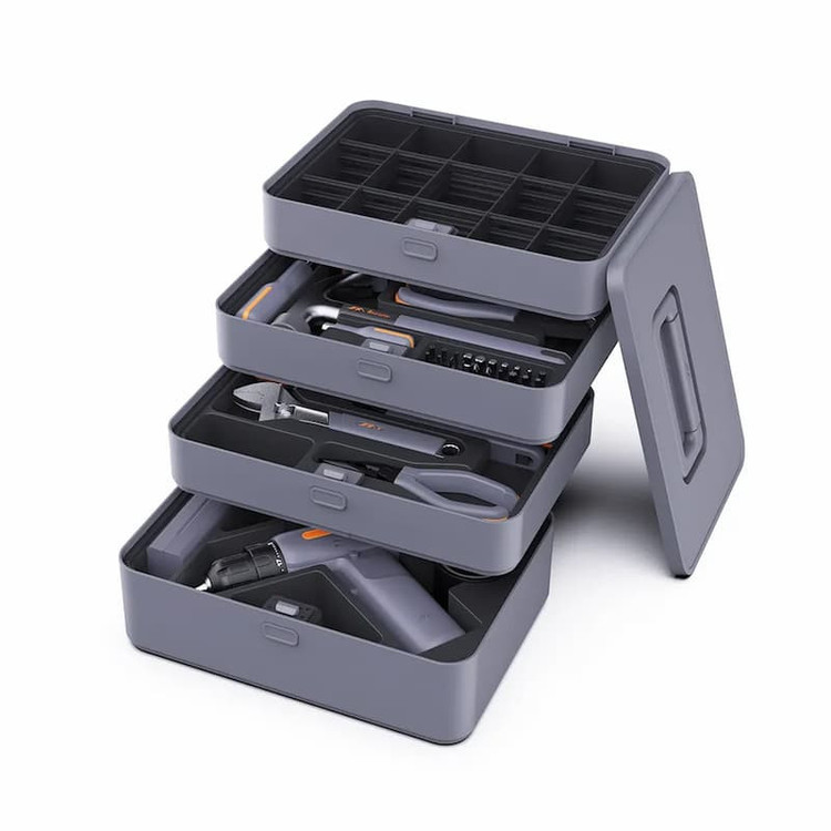 پیچ گوشتی شارژی ۱۲ ولت جیمی هوم مدل JIMIBOX X4-ABCD مجموعه 61 عددی