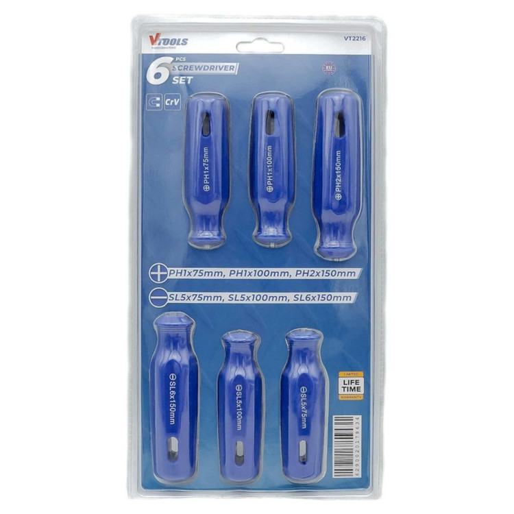 پیچ گوشتی وی تولز مدل VT2216 سایز 75 تا 150 میلیمتر بسته 6 عددی